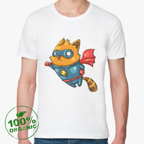 Футболка из органик-хлопка с принтом Супер кот