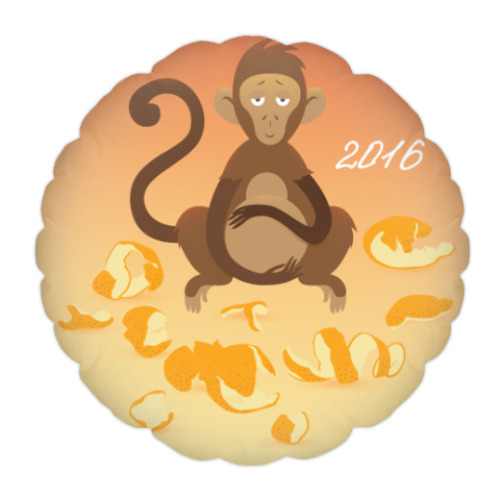 Подушка с принтом Обезьянка 'Доброго Нового 2016 года'