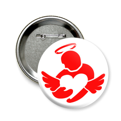 Значок 58мм с принтом Сердце в руках