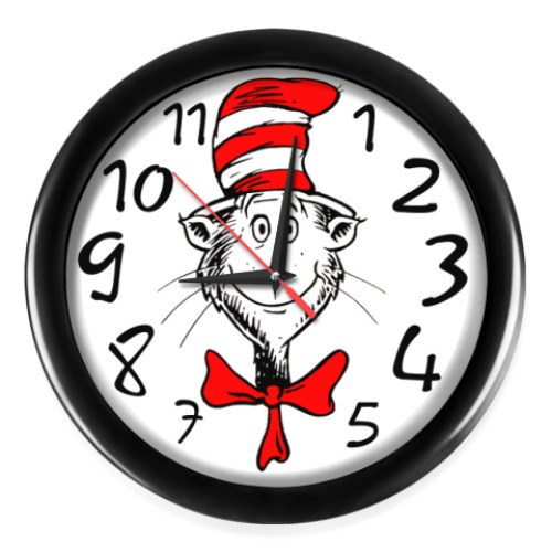 Настенные часы с принтом Кот-оптимист