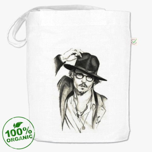 Сумка шоппер с принтом Джонни Депп (рисунок)