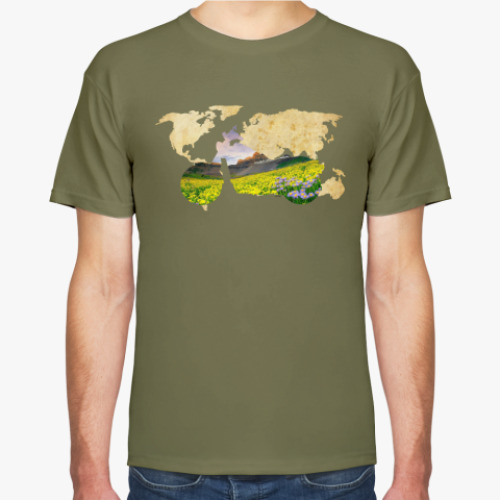 Футболка с принтом Пейзаж мотоцикла