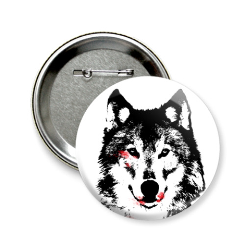 Значок 58мм с принтом Волк