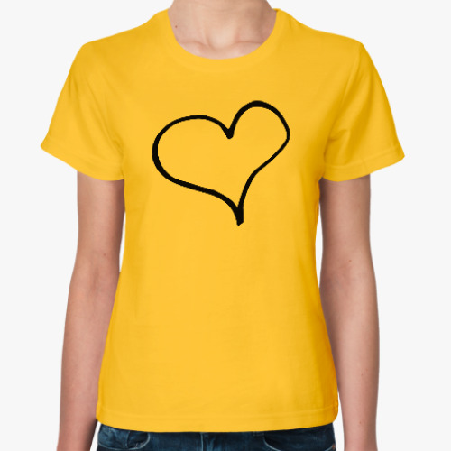 Женская футболка с принтом Чернильное сердце