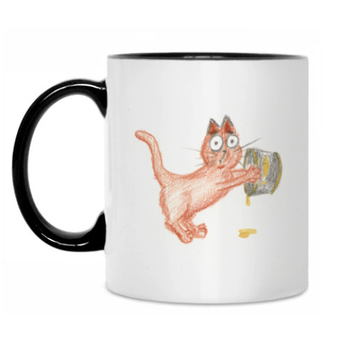 Кружка с принтом Котэ с банкой