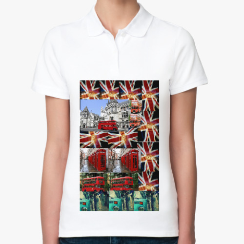 Женская рубашка поло (печать) с принтом АНГЛИЯ. Движение