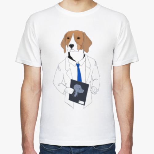 Футболка с принтом Бигль-рентгенолог