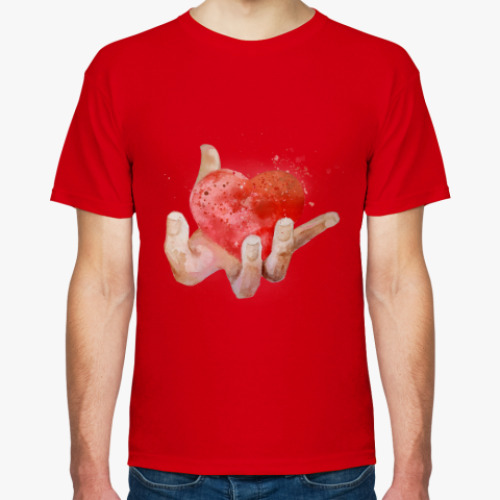 Футболка с принтом Сердце в руке, heart in hand
