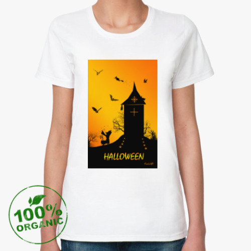 Женская футболка из органик-хлопка с принтом Halloween
