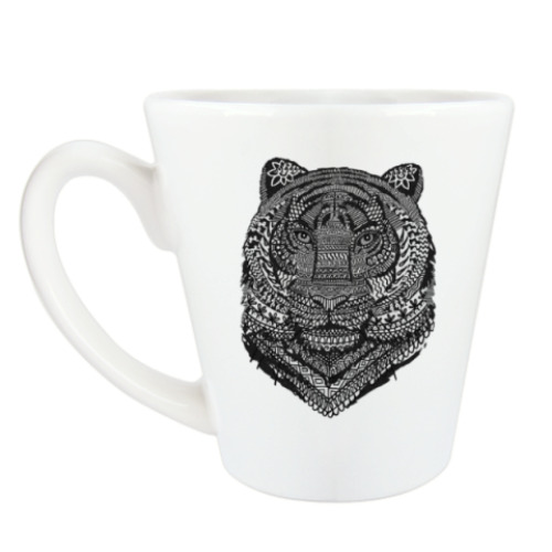 Чашка Латте с принтом Тигр