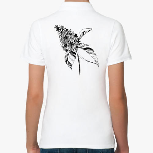 Женская рубашка поло (печать) Ветка сирени