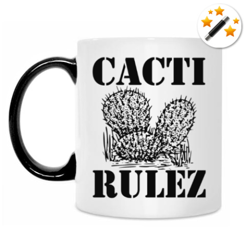 Кружка-хамелеон с принтом Cacti Rulez