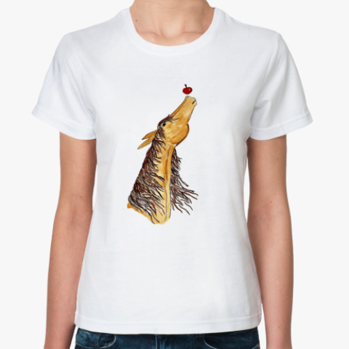 Классическая футболка с принтом лошадь и яблоко