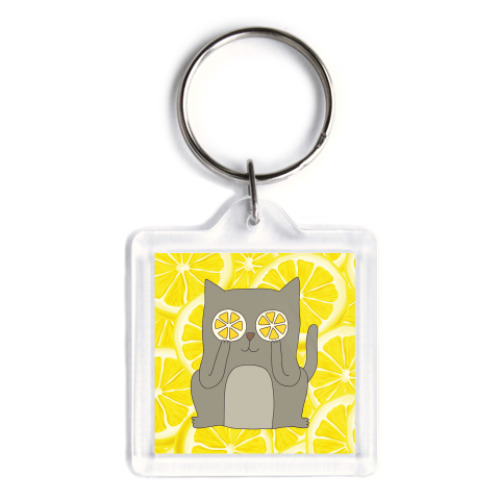 Брелок с принтом Больше солнца в твоей жизни! Позитивный кот.