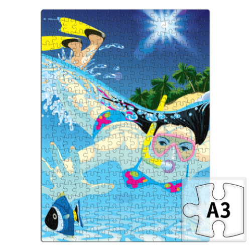 Пазл с принтом Девушка-дайвингист