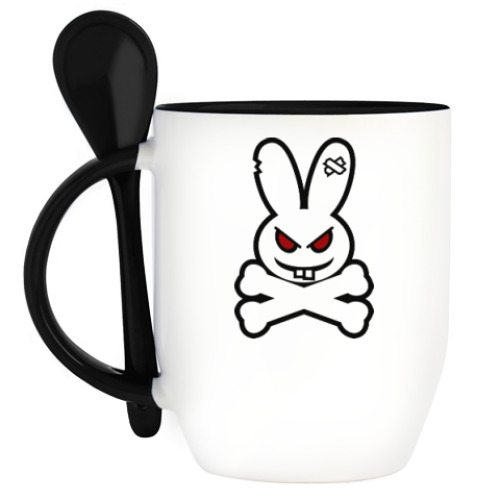 Кружка с ложкой с принтом Пиратский кролик