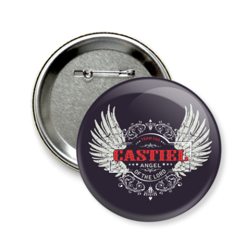 Значок 58мм с принтом Кастиэль Ангел Supernautral
