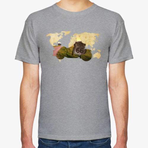 Футболка с принтом Пейзаж мотоцикла