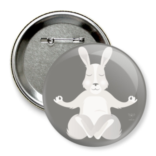 Значок 75мм с принтом Animal Zen: R is for Rabbit