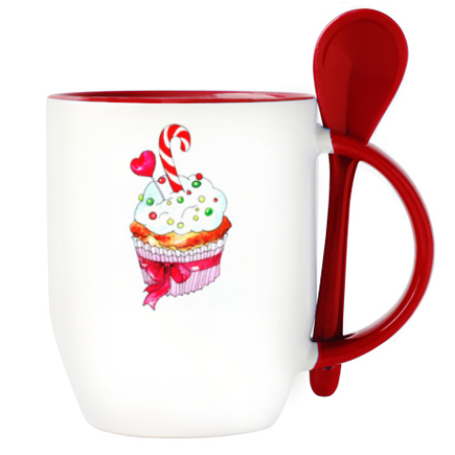 Кружка с ложкой любимый капкейк