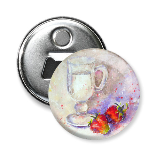 Магнит-открывашка с принтом 'Клубника'