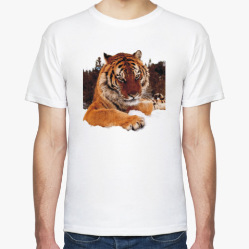 Футболка с принтом Тигр в лесу