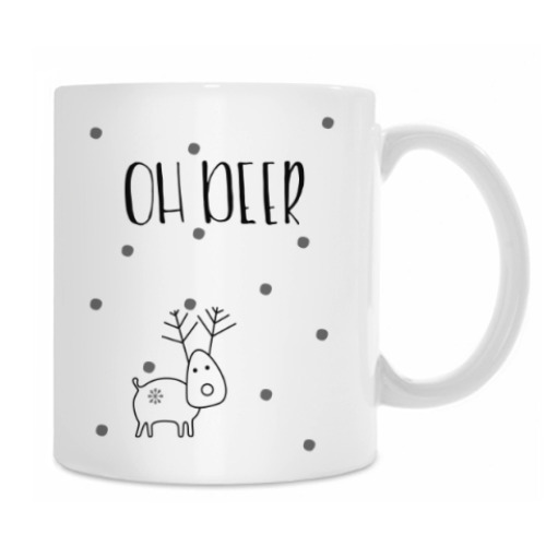 Кружка с принтом Снежный олень Oh deer
