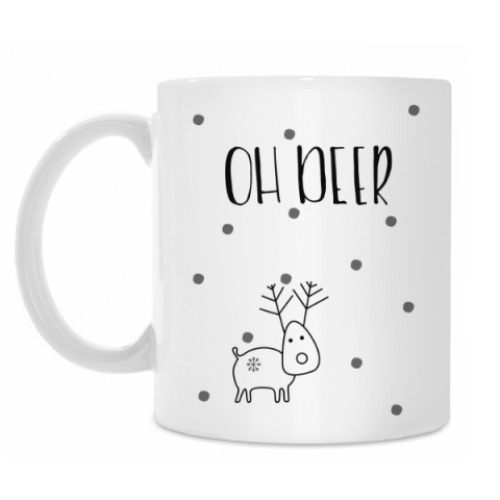 Кружка с принтом Снежный олень Oh deer