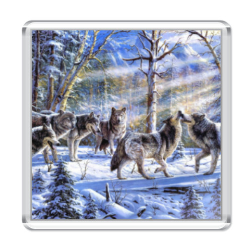 Магнит с принтом ВОЛКИ