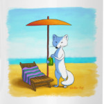 Песец на пляже