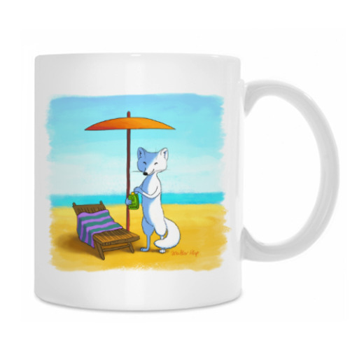 Кружка Песец на пляже