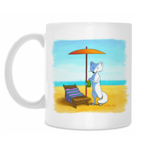 Кружка Песец на пляже