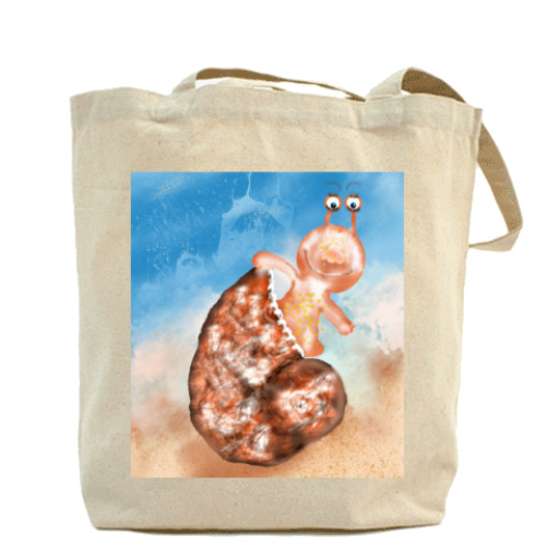 Сумка шоппер с принтом Улиточка,ракушка