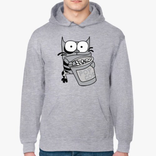 Толстовка худи с принтом Упячка Кот