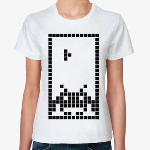 Классическая футболка с принтом Космический Захватчик (Тетрис)