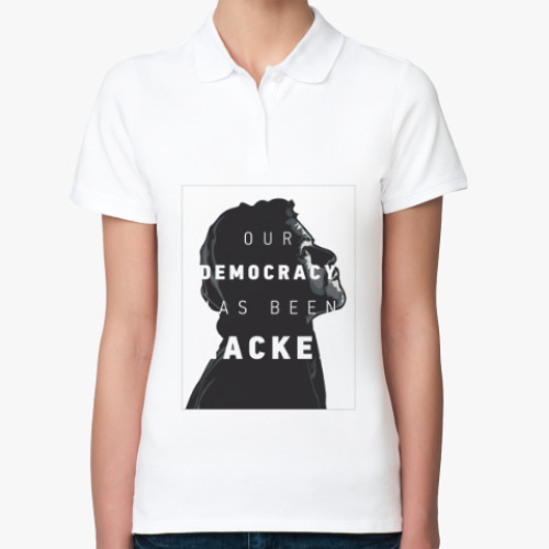 Женская рубашка поло (печать) с принтом Mr Robot - fsociety-E Corp