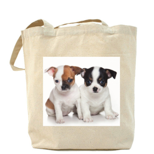 Сумка шоппер с принтом Щенки,щенята и собаки