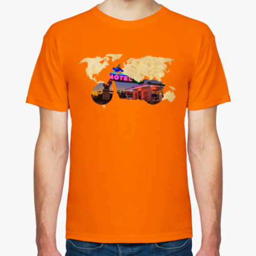 Футболка с принтом Пейзаж мотоцикла