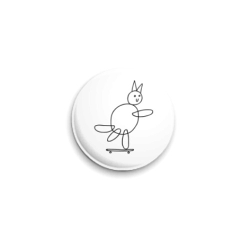 Значок 25мм с принтом Кот на скейте