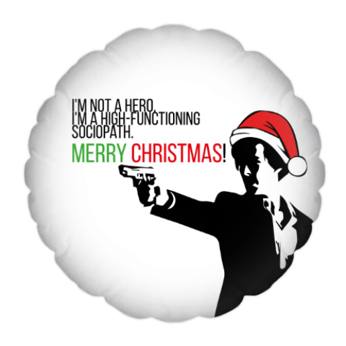 Подушка с принтом Merry christmas from Sherlock