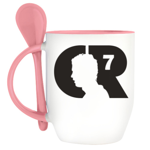 Кружка с ложкой с принтом Ronaldo 7