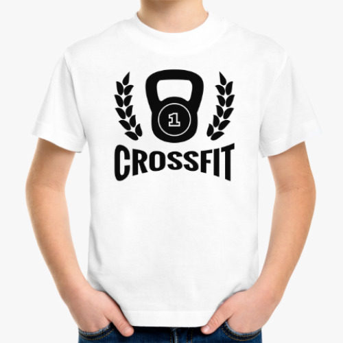 Детская футболка Кроссфит логотип с гирей