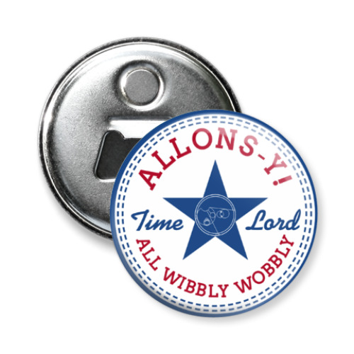 Магнит-открывашка с принтом Allons-y! Десятый Доктор Кто