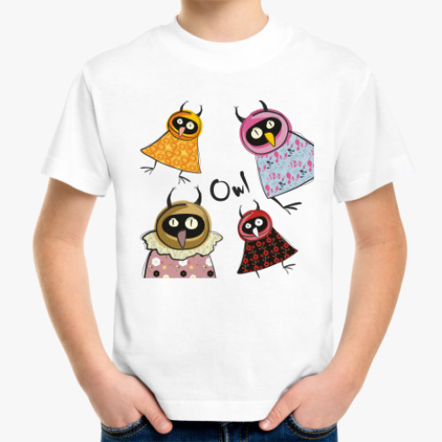 Детская футболка с принтом 'Совы'
