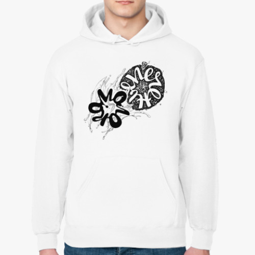 Толстовка худи с принтом Печенье-молоко