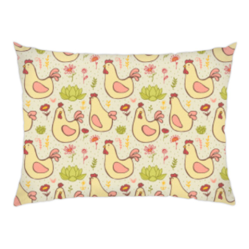 Подушка с принтом Петушки