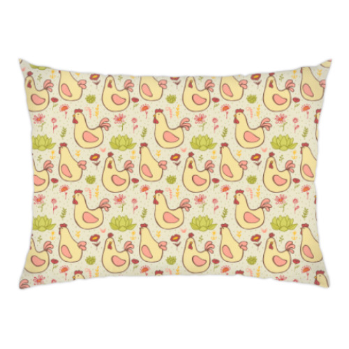 Подушка с принтом Петушки