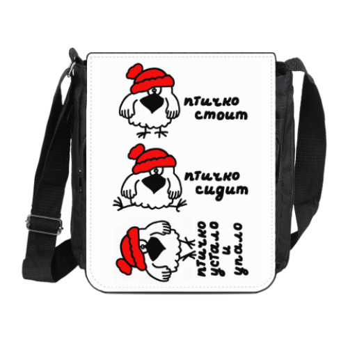 Сумка на плечо (мини-планшет) с принтом Птичко устало и  упало