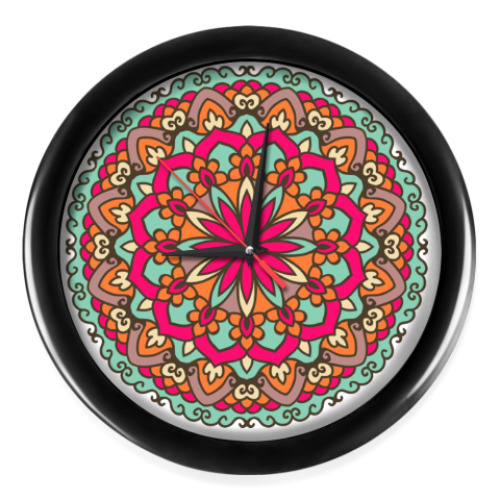 Настенные часы с принтом Мандала