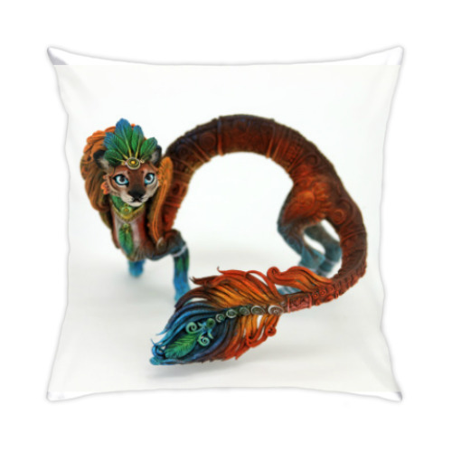 Подушка с принтом Кот-дракон котолунь Изис